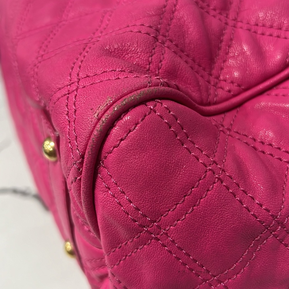 Marc Jacobs Stam Barbie pink Quilted Kiss Lock Snap Closure Satchel Purse Y2K … - Picture 9 of 12